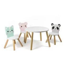 EUREKAKIDS Silla infantil de madera – Panda Kirumy®