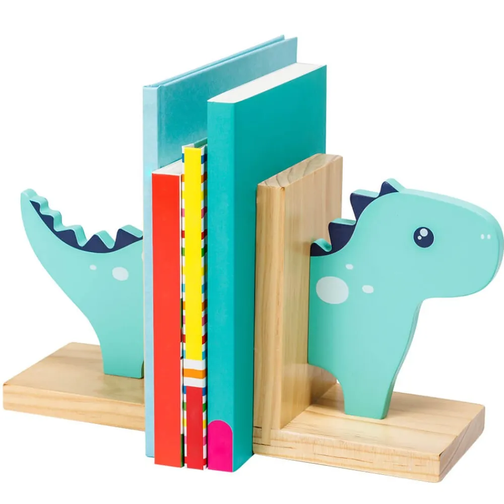 EUREKAKIDS Sujetalibros infantil original y decorativo de madera con forma de dinosaurio