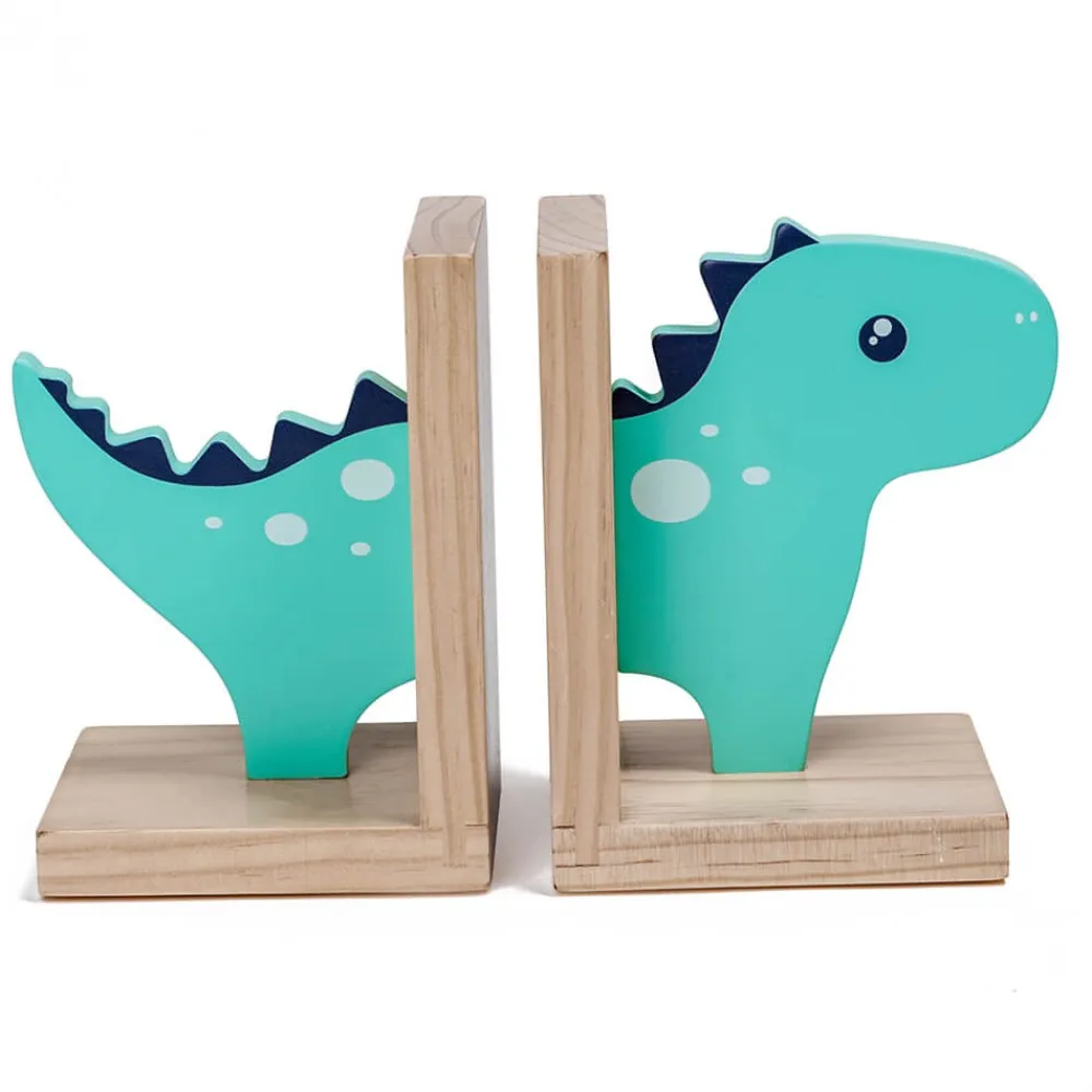 EUREKAKIDS Sujetalibros infantil original y decorativo de madera con forma de dinosaurio