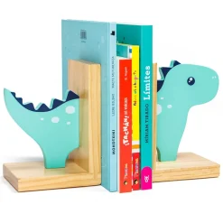 EUREKAKIDS Sujetalibros infantil original y decorativo de madera con forma de dinosaurio