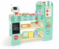 EUREKAKIDS Supermercado inteligente de madera con 50 accesorios