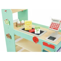 EUREKAKIDS Supermercado inteligente de madera con 50 accesorios