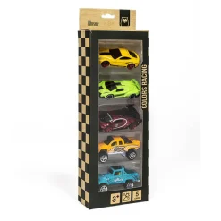 EUREKAKIDS Surtido 5 coches de carreras Colors Racing Metal Cars