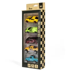 EUREKAKIDS Surtido 5 coches de carreras Colors Racing Metal Cars