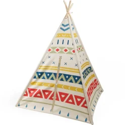 EUREKAKIDS Tienda tipi para niños de madera y tela – Tribal