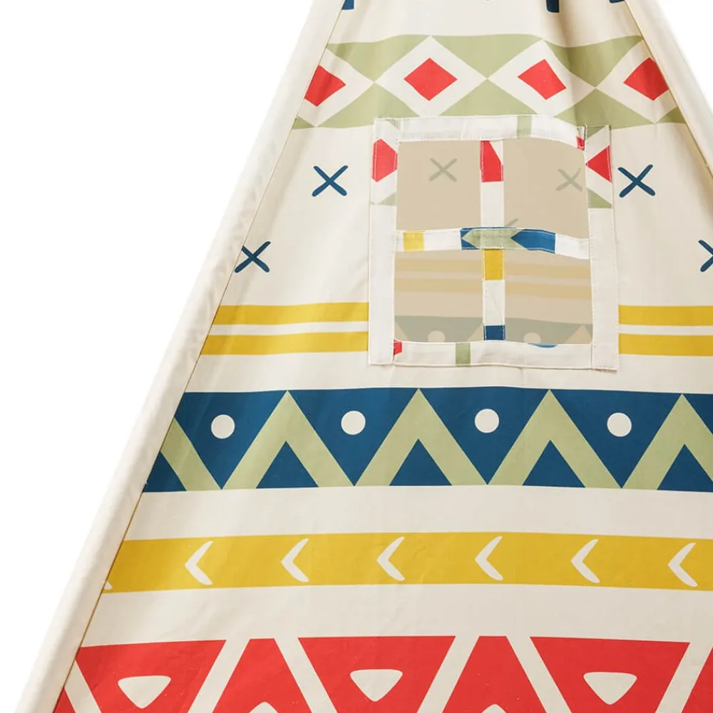 EUREKAKIDS Tienda tipi para niños de madera y tela – Tribal