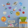 EUREKAKIDS STK Vinilo infantil planetas y cohete personalizado